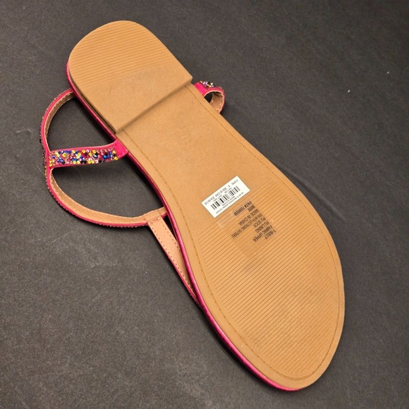 New Torrid x Betsey Johnson Sandals Magenta Rainbow Rhinestone T-Strap 9WW Wide - Picture 9 of 11